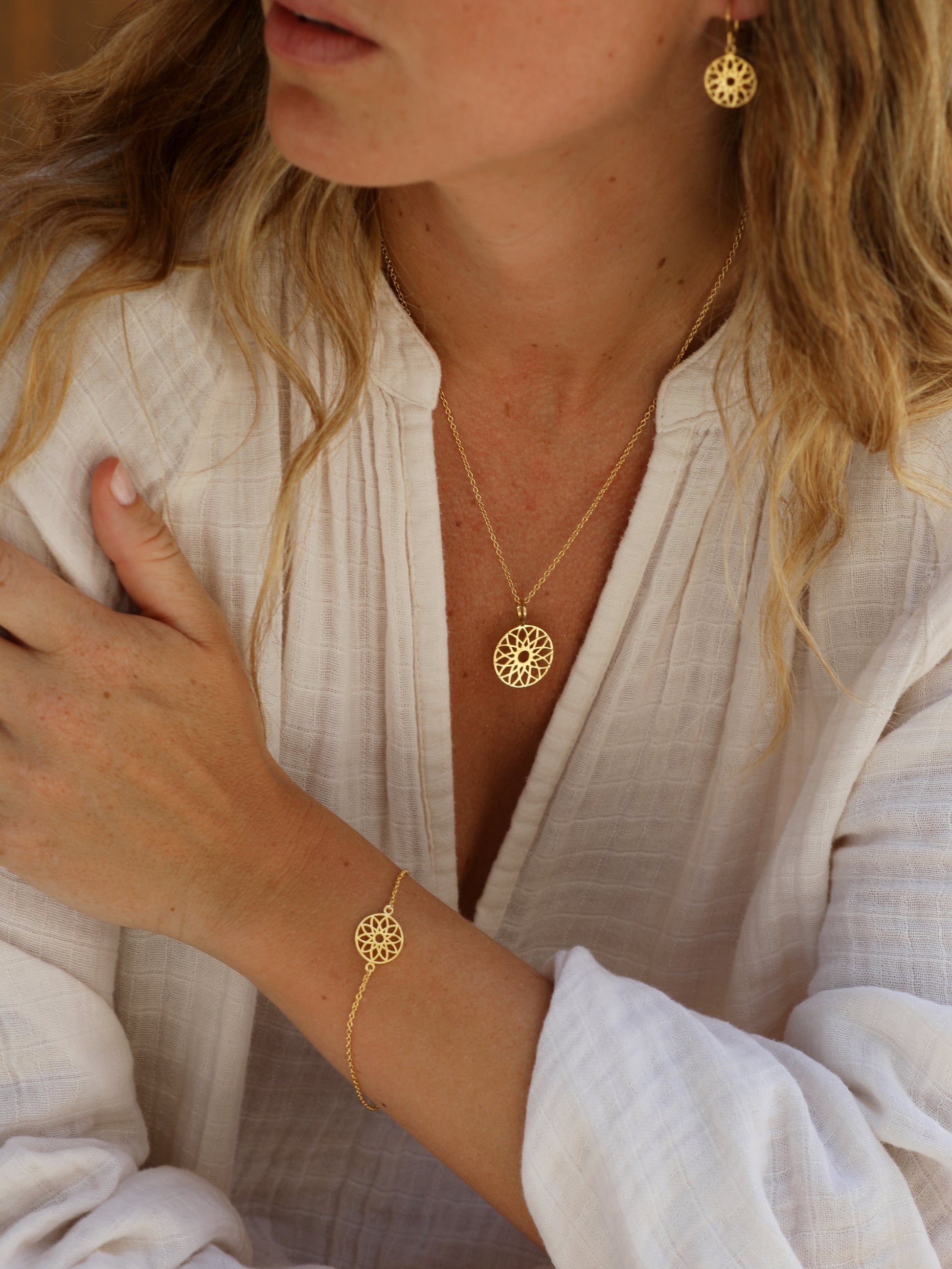 18k Gold Vermeil Dreamcatcher Drop Hook Earrings