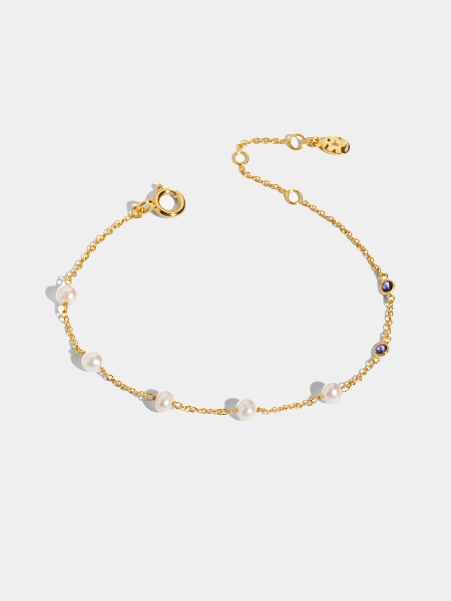 18k Gold Vermeil Pearl & Iolite Gemstone Bracelet