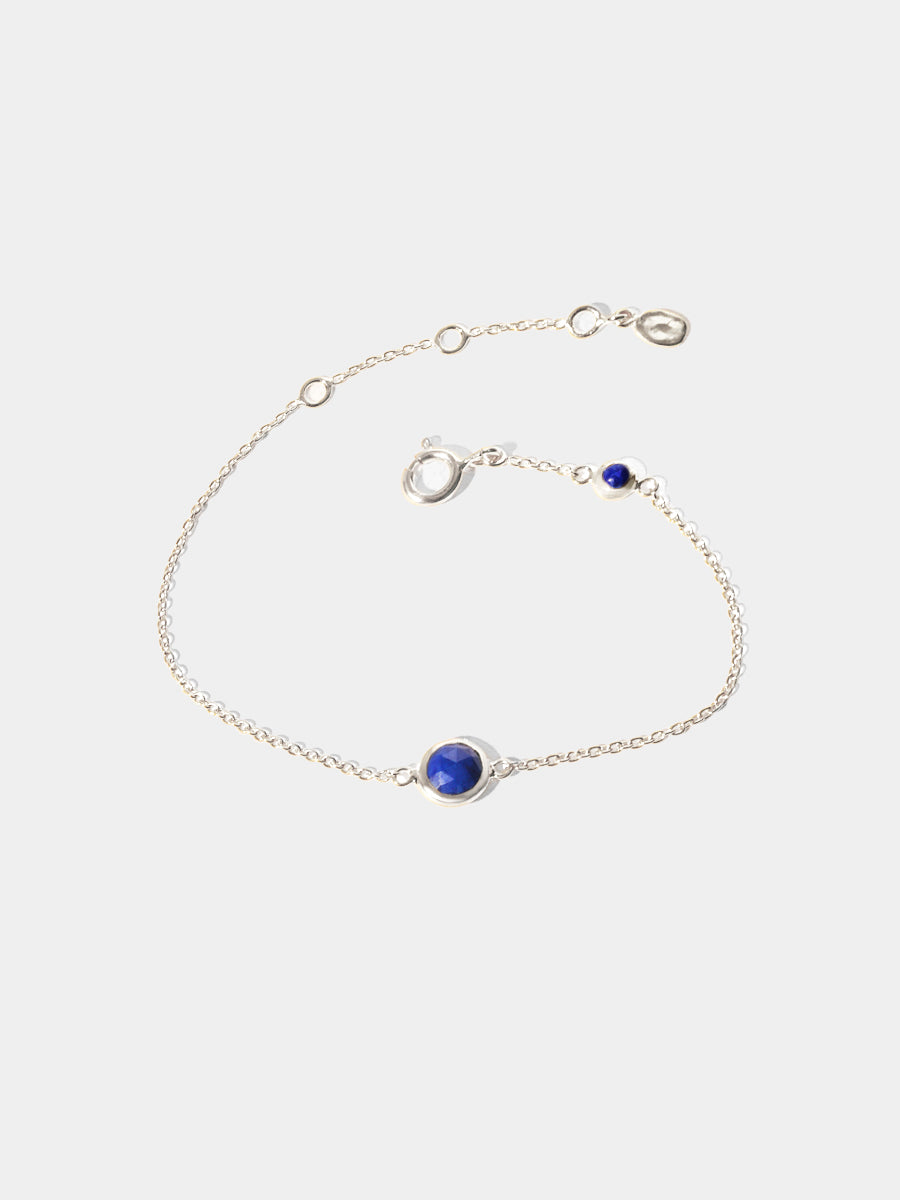 September Sterling Silver Birthstone Gemstone Bracelet Lapis