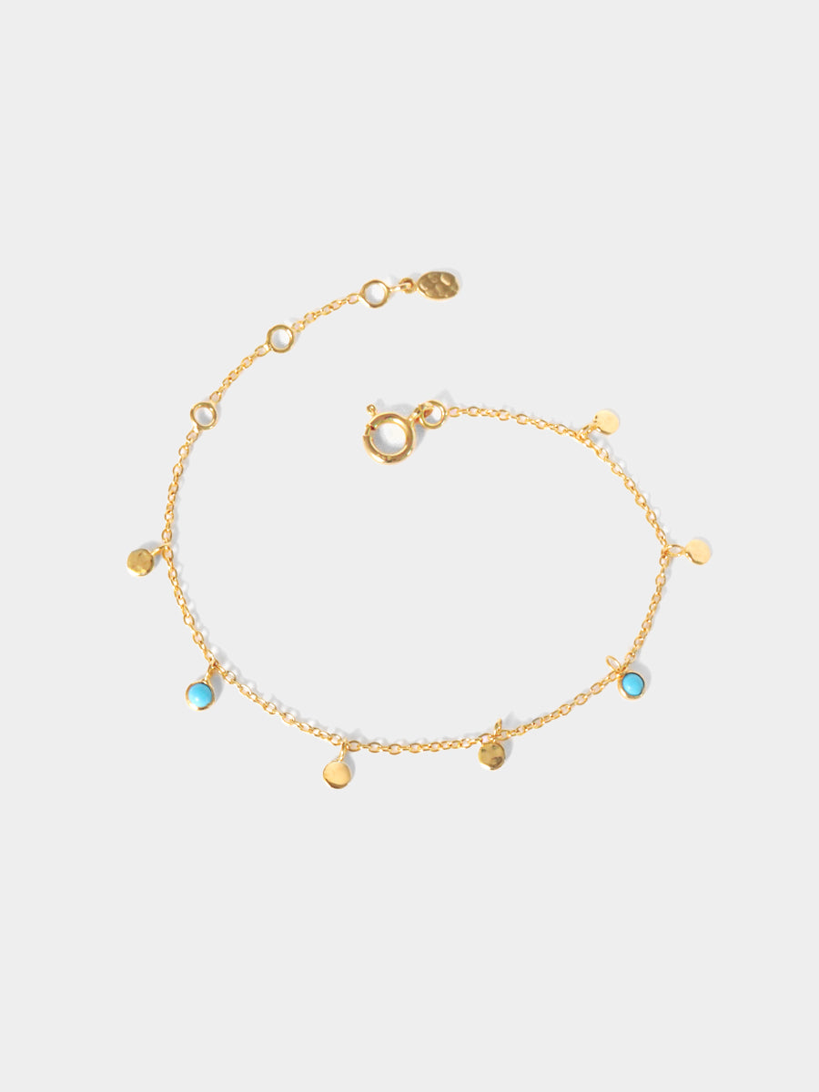 18k Gold Vermeil Turquoise and Sequin Multi Disc Bracelet