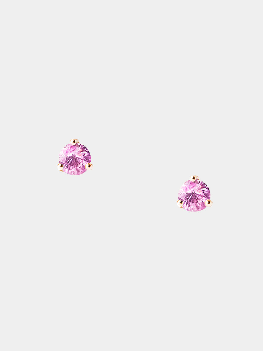 9K Gold Tiny Pink Sapphire Stud Earrings