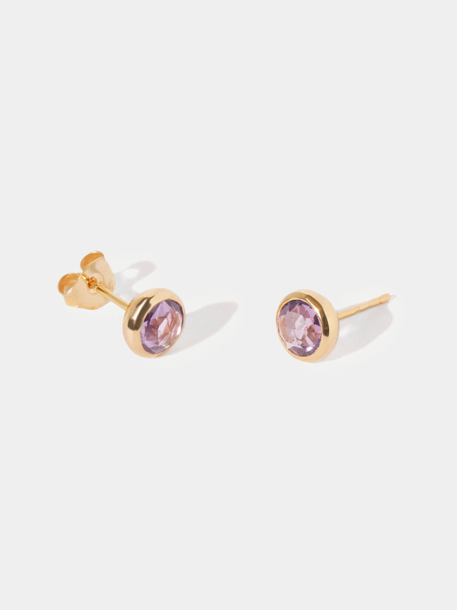 18k Gold Vermeil Birthstone Gemstone Stud Earrings
