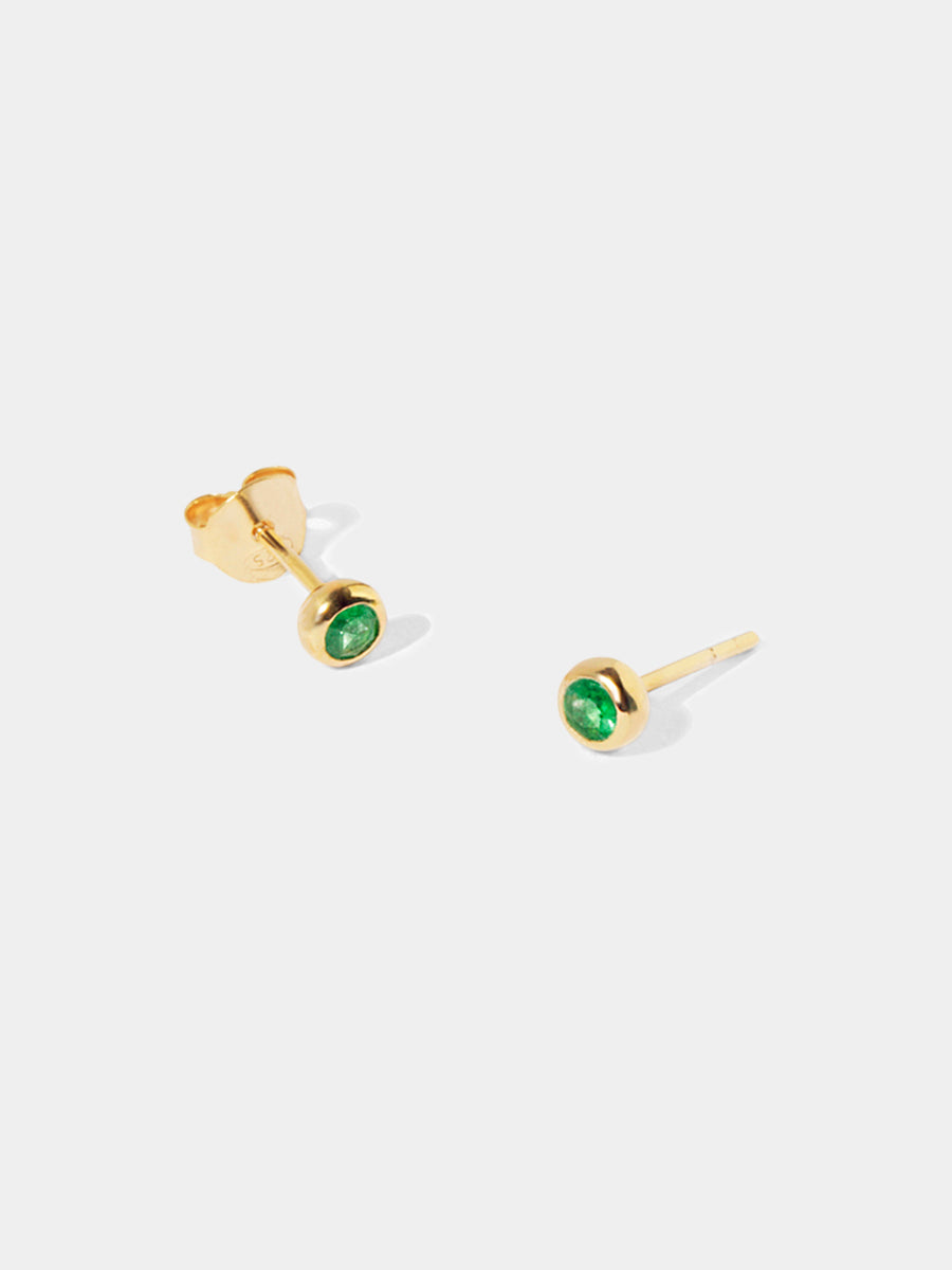 18k Gold Vermeil Birthstone Gemstone Stud Earrings (Petite)