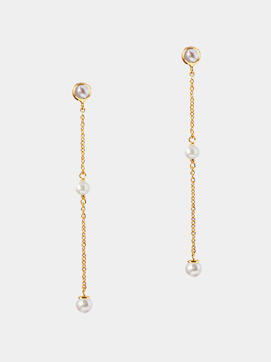 18k Gold Vermeil Pearl Chain Earrings