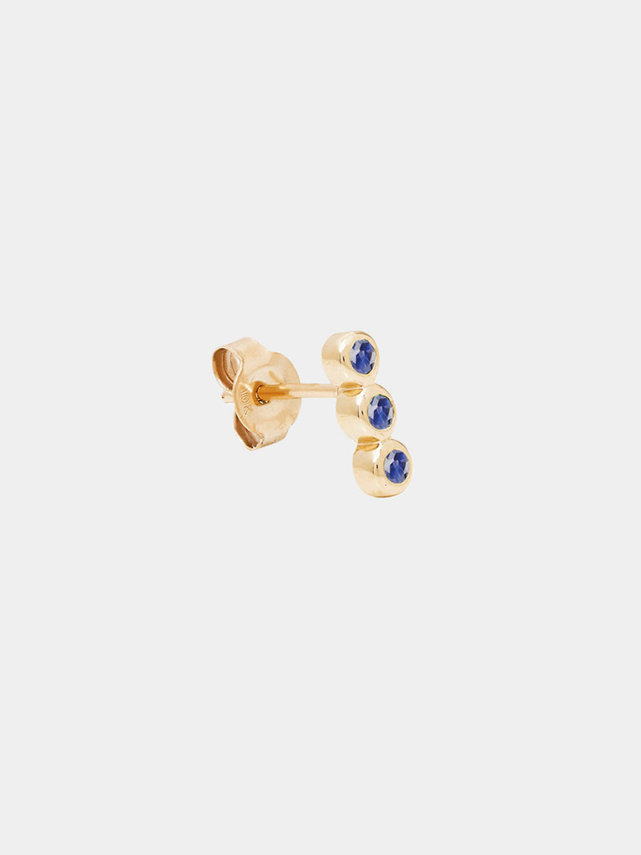 9K Gold Sapphire Trio Stud Earrings
