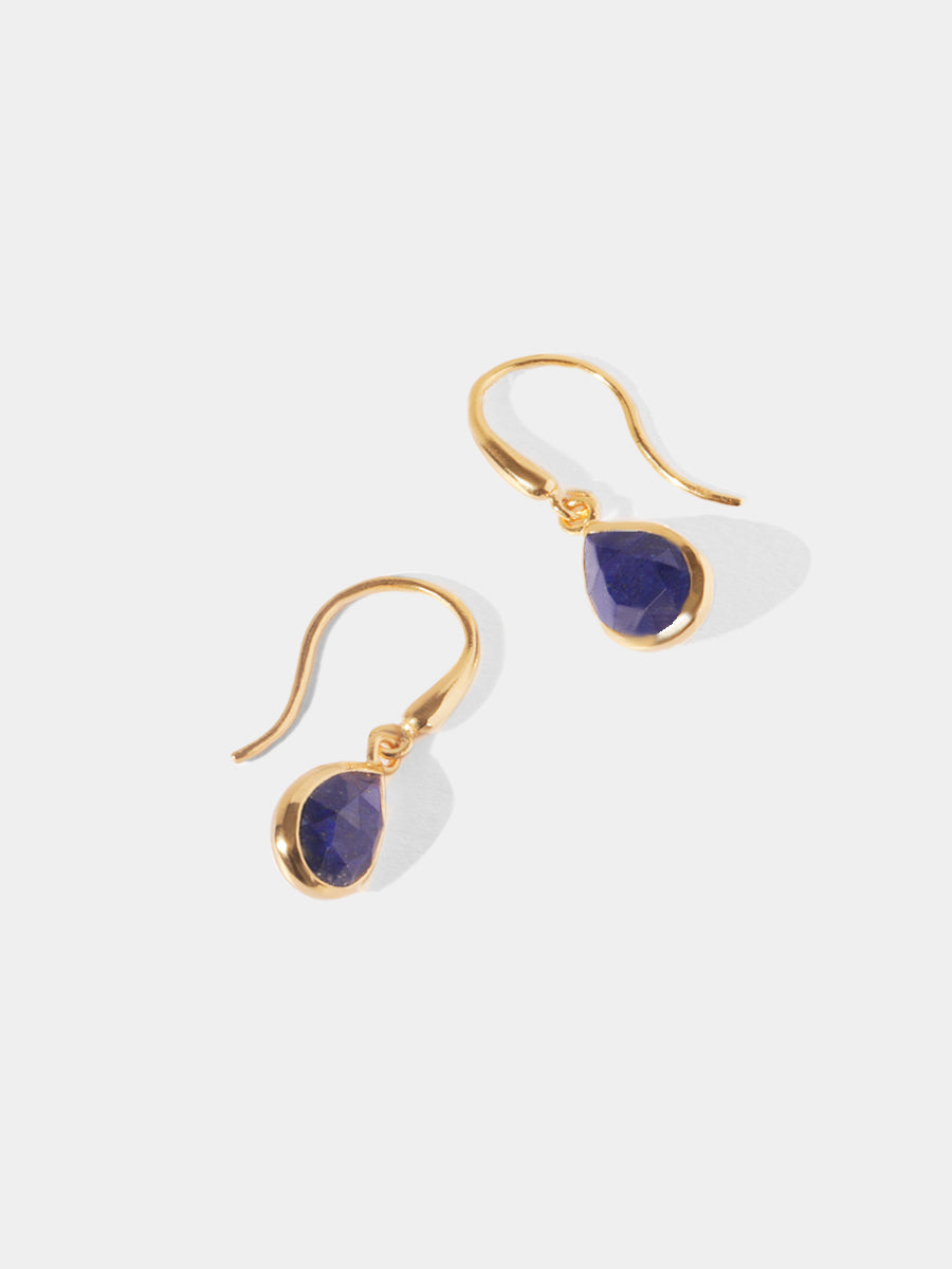 18k Gold Vermeil Lapis Lazuli Gemstone Drop Earrings