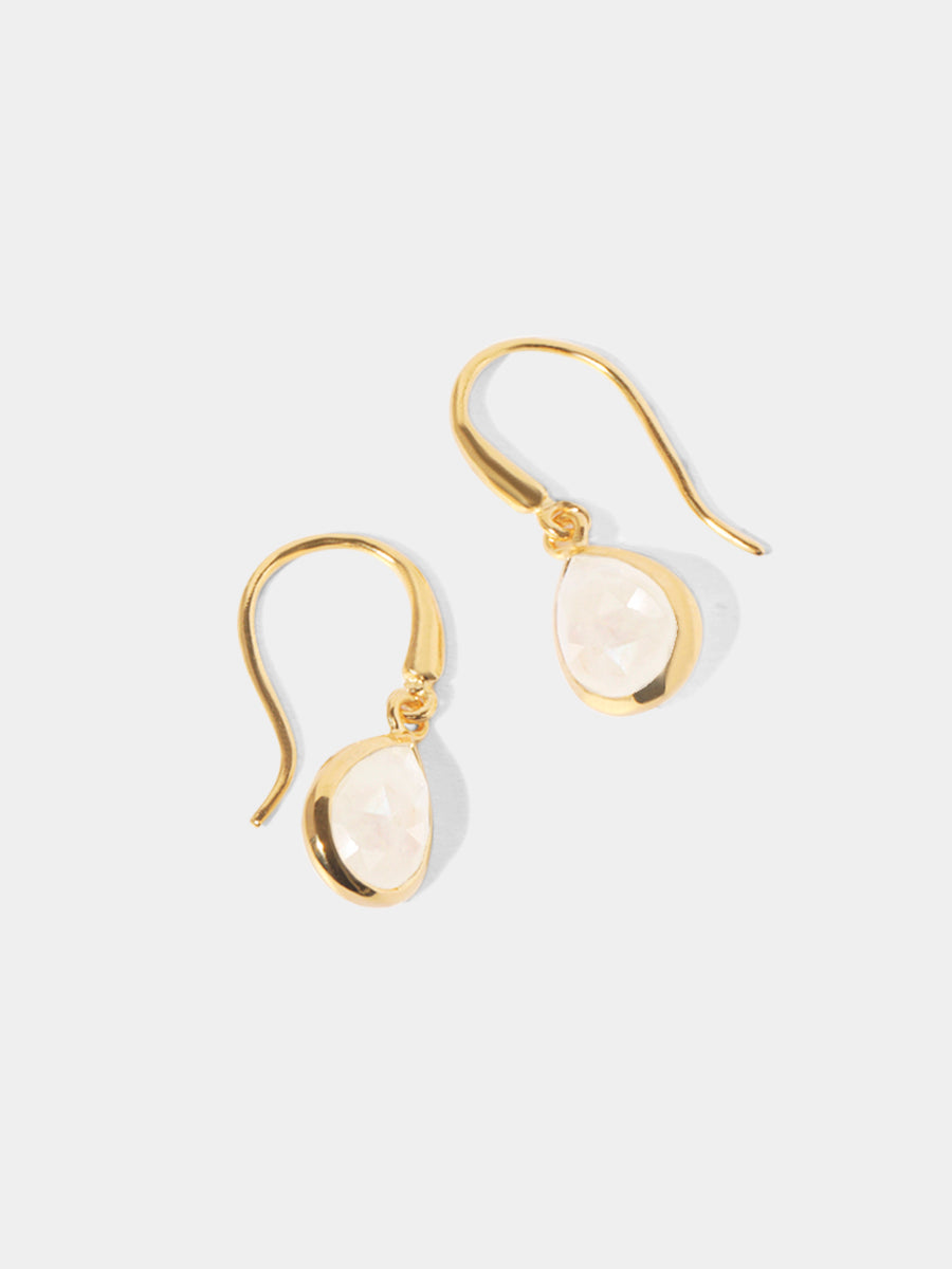 18k Gold Vermeil Moonstone Gemstone Drop Earrings