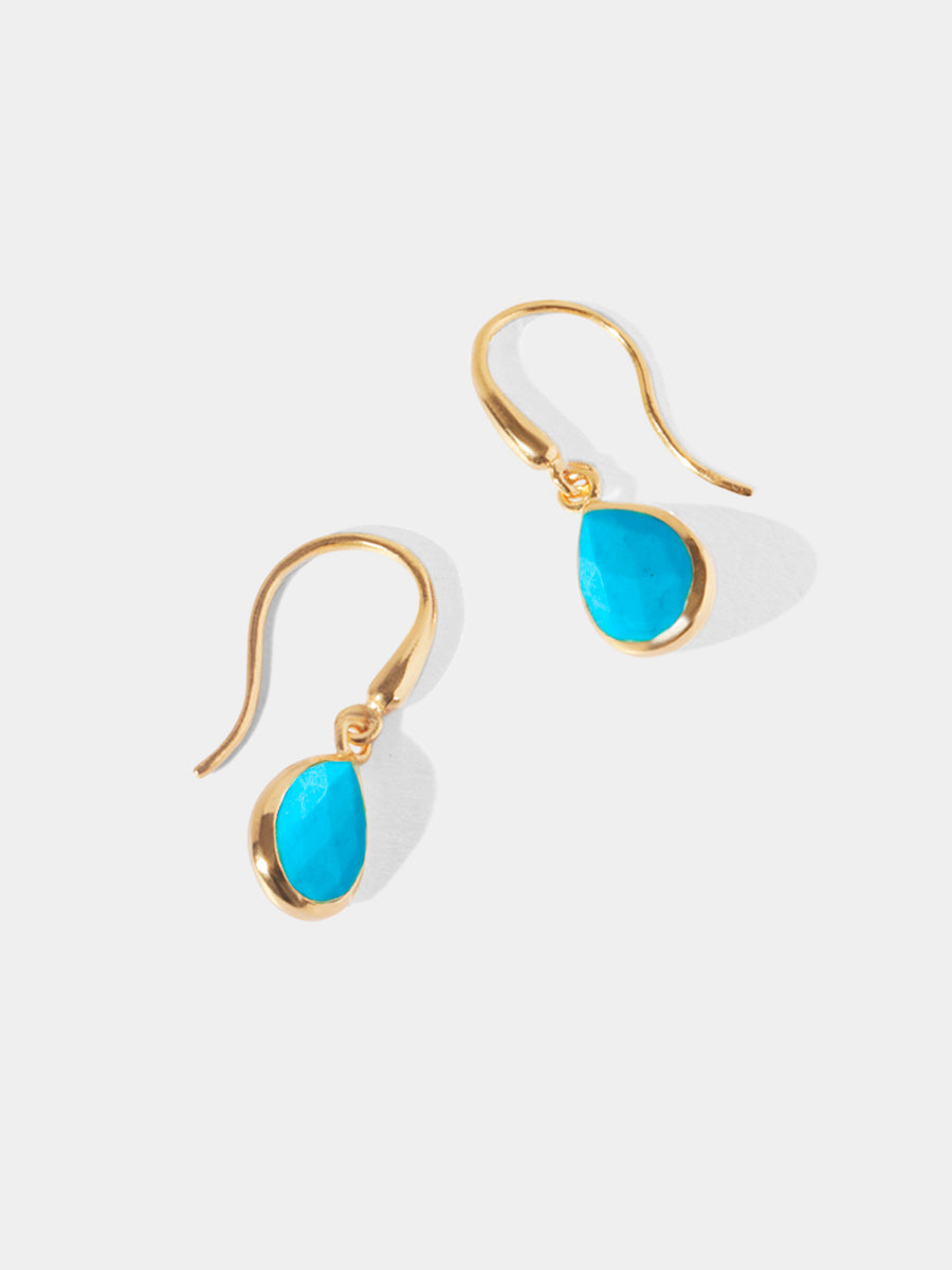 18k Gold Vermeil Turquoise Gemstone Drop Earrings