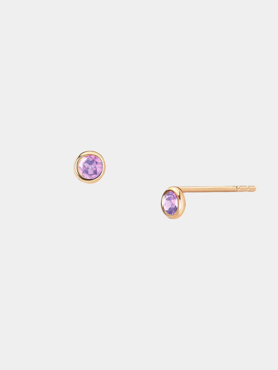 9K Gold Birthstone Gemstone Stud Earrings (Petite)