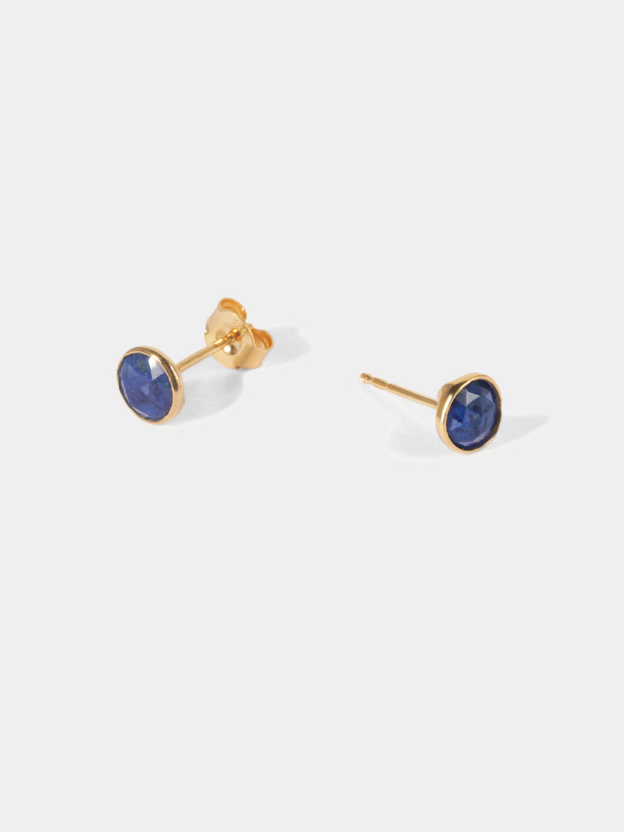 18k Gold Vermeil Birthstone Gemstone Bezel Set Stud Earrings