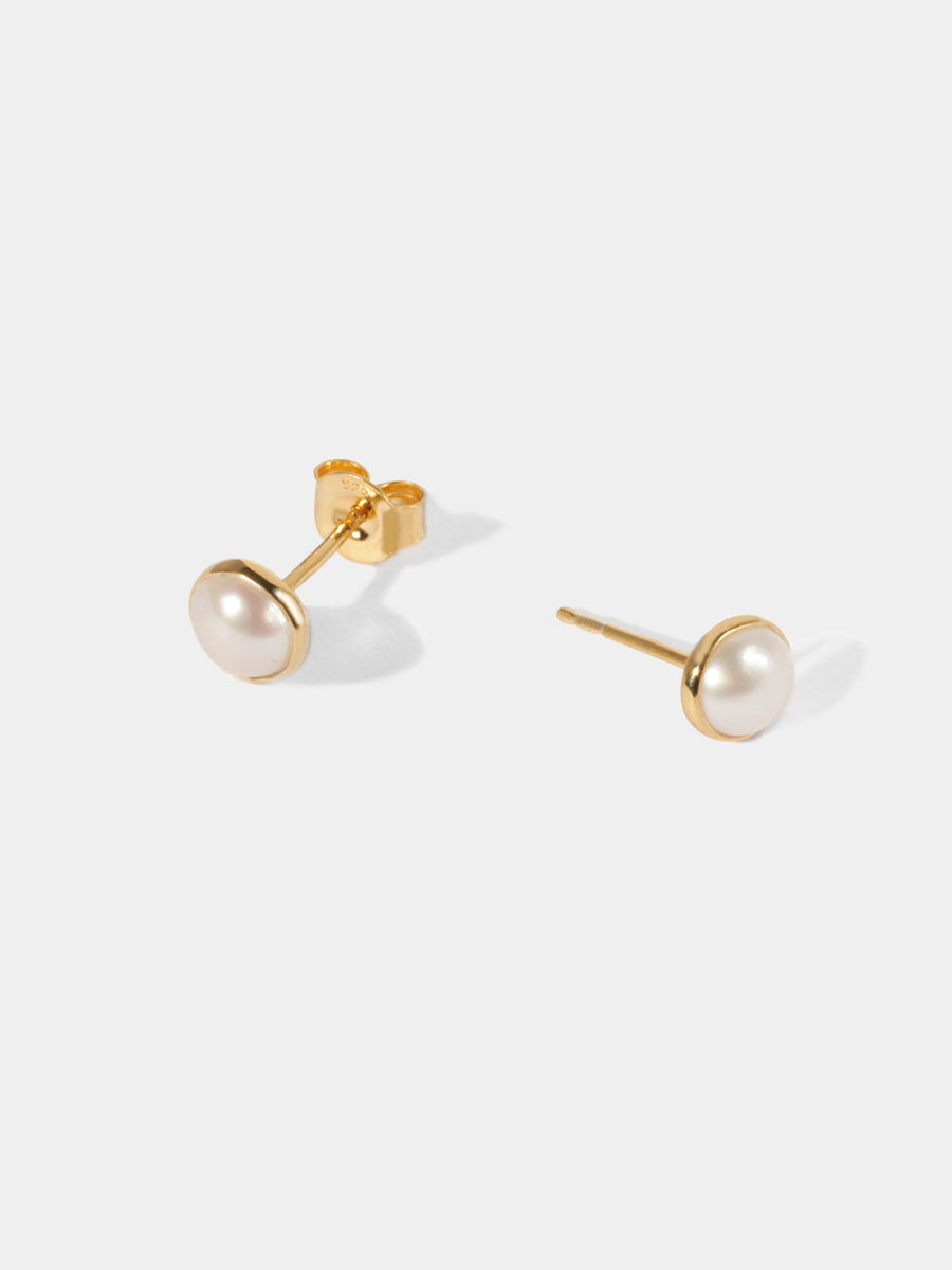 18k Gold Vermeil Birthstone Gemstone Bezel Set Stud Earrings