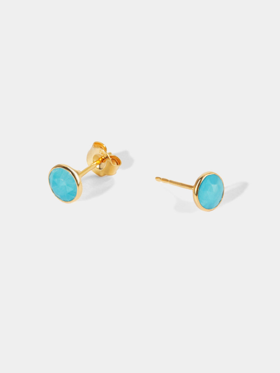 18k Gold Vermeil Birthstone Gemstone Bezel Set Stud Earrings