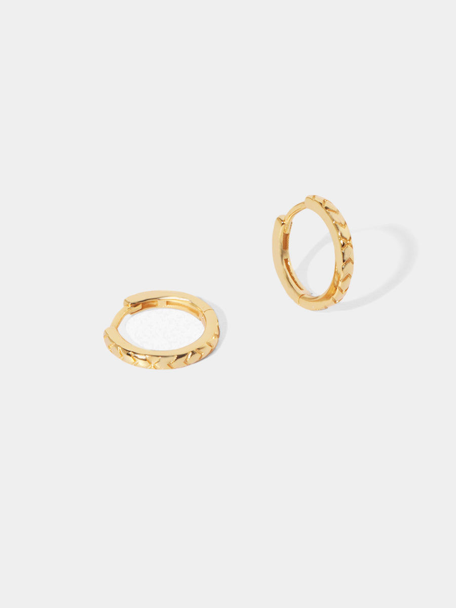 18k gold Vermeil Snake Effect Textured Huggie Hoop Earrings