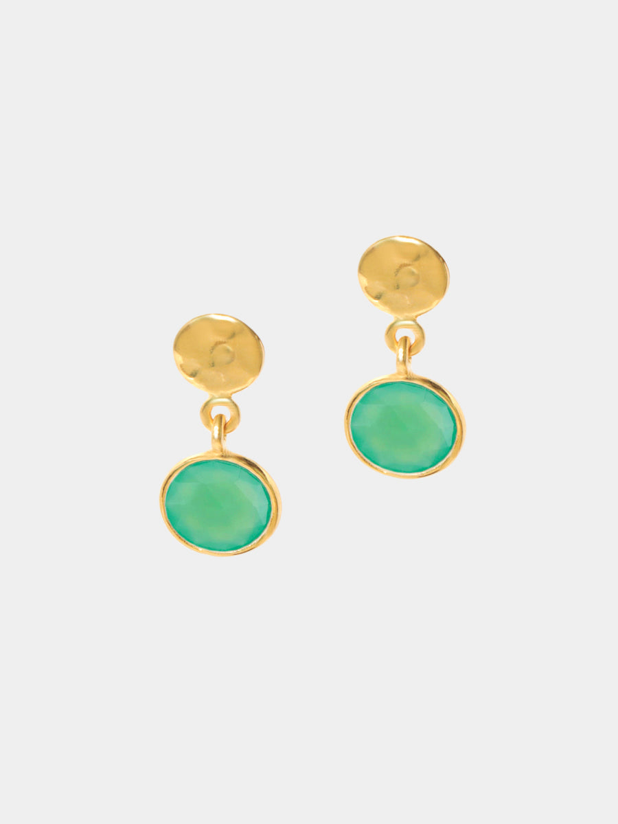 18k Gold Vermeil Sequin Chrysoprase Gemstone Drop Earrings