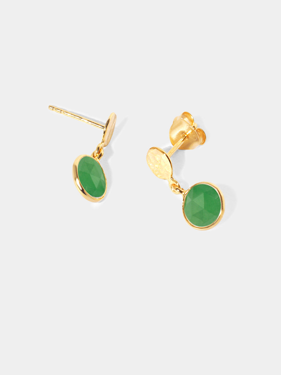 18k Gold Vermeil Sequin Chrysoprase Gemstone Drop Earrings
