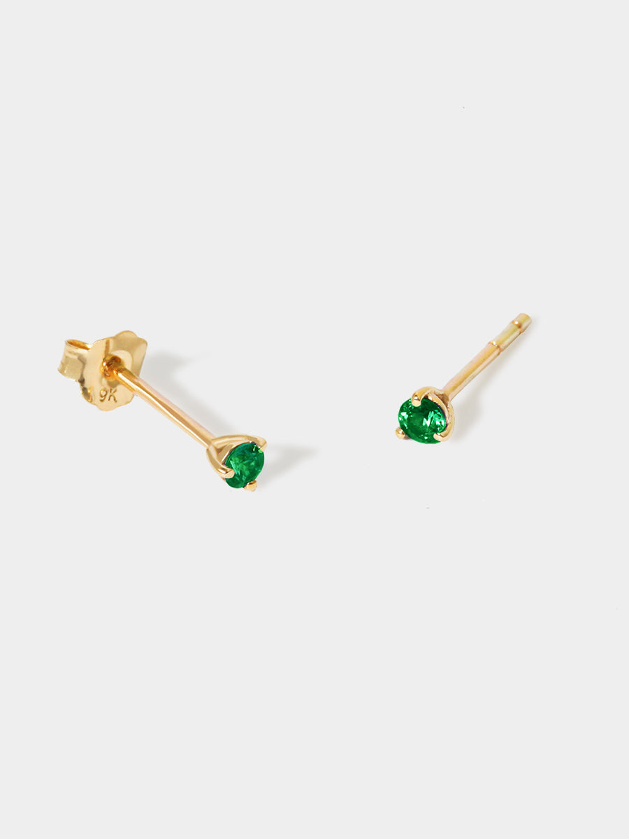 9 Karat Gold Emerald May Birthstone Stud Earrings