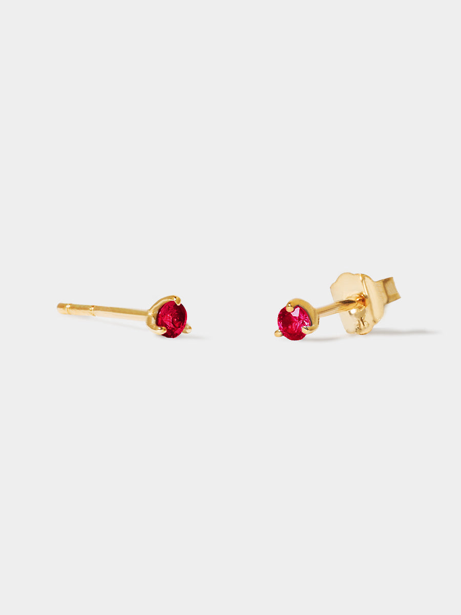 9 Karat Gold Ruby July Birthstone Stud Earrings