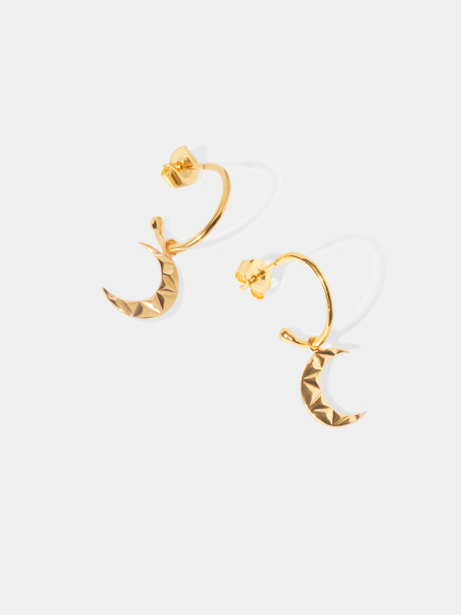 18k Gold Vermeil Crescent Moon Hoop Earrings