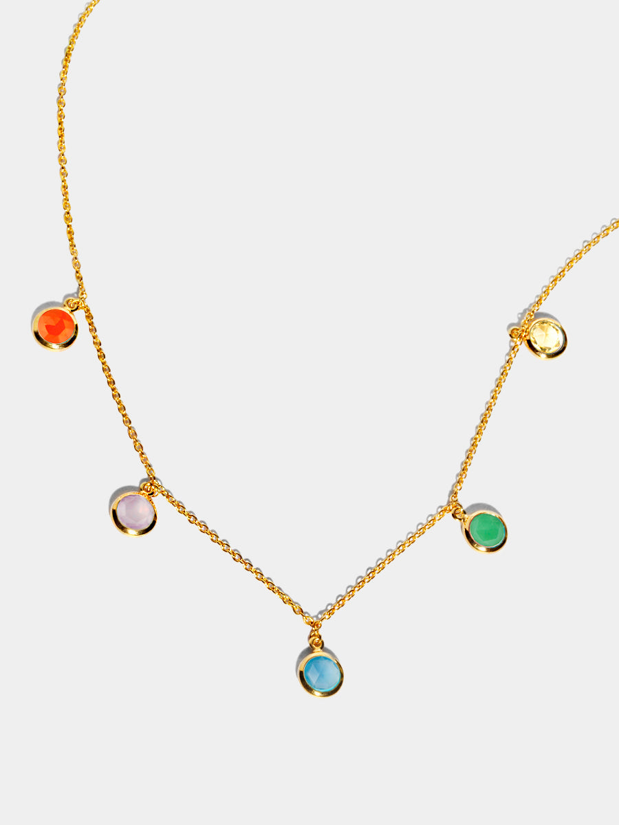 18k Gold Vermeil Carnival Multicolour 5 Drop Gemstone Necklace
