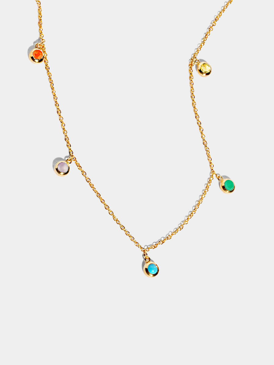 18k Gold Vermeil Carnival Multicolour Gemstone Petite 5 Drop Necklace