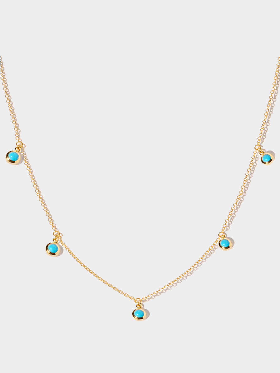 18k Gold Vermeil Dusk Dancer Turquoise Gemstone Petite 5 Drop Necklace