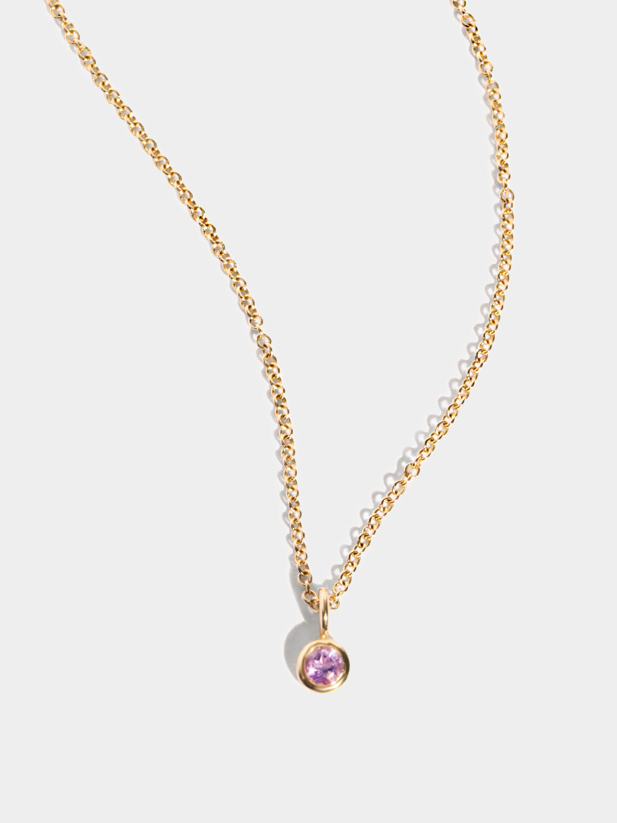 February 9K Gold Birthstone Gemstone Pendant Necklace Amethyst