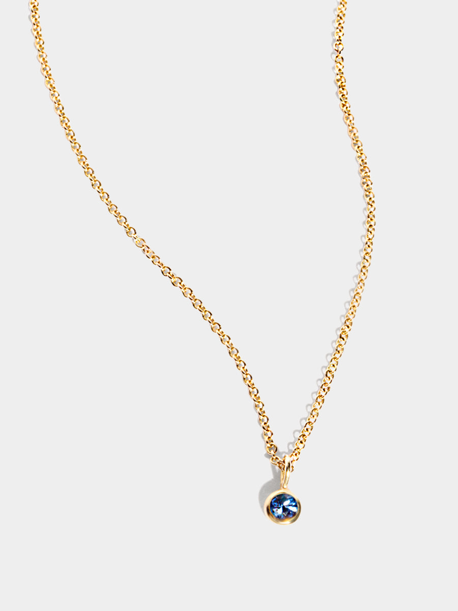 September 9K Gold Birthstone Gemstone Pendant Necklace Sapphire