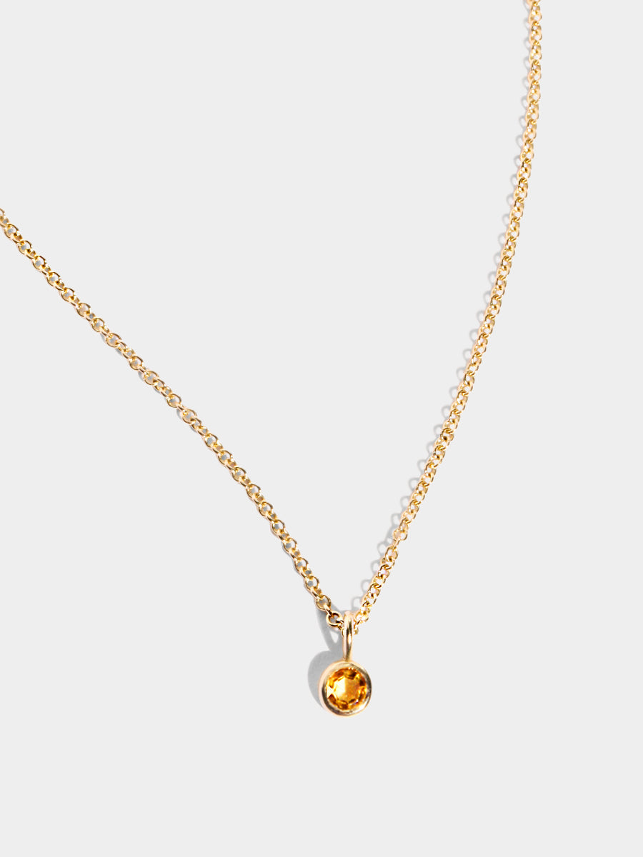 November 9K Gold Birthstone Gemstone Pendant Necklace Citrine