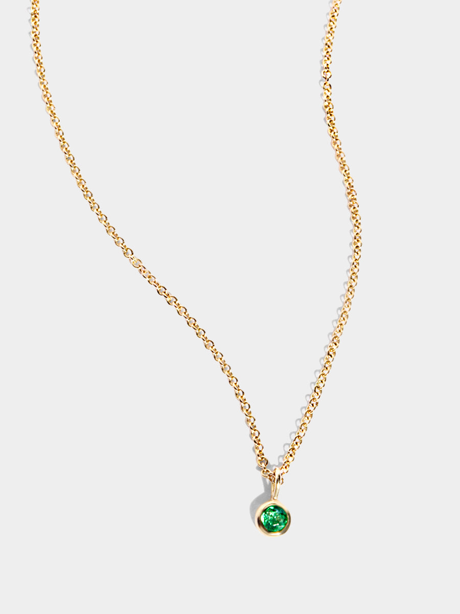 May 9K Gold Birthstone Gemstone Pendant Necklace Emerald