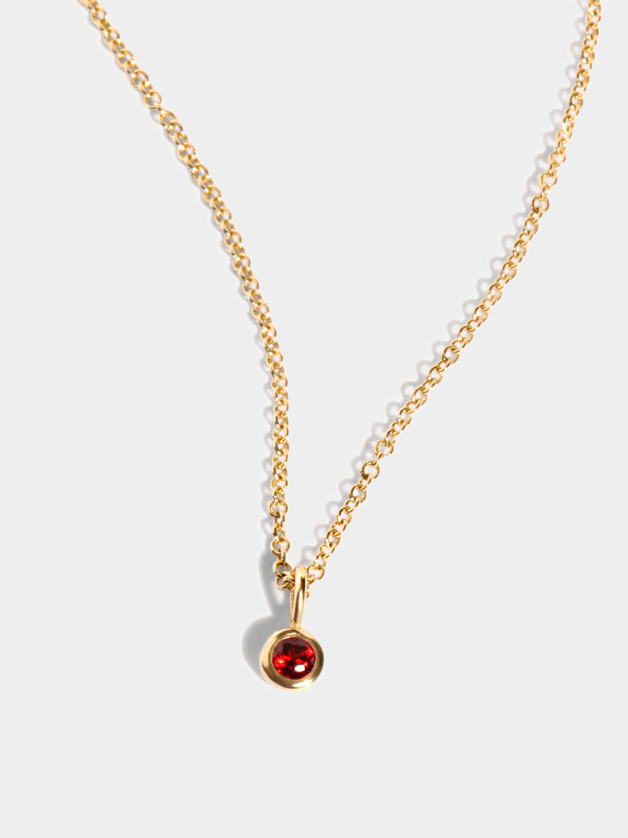 January 9K Gold Birthstone Gemstone Pendant Necklace Garnet