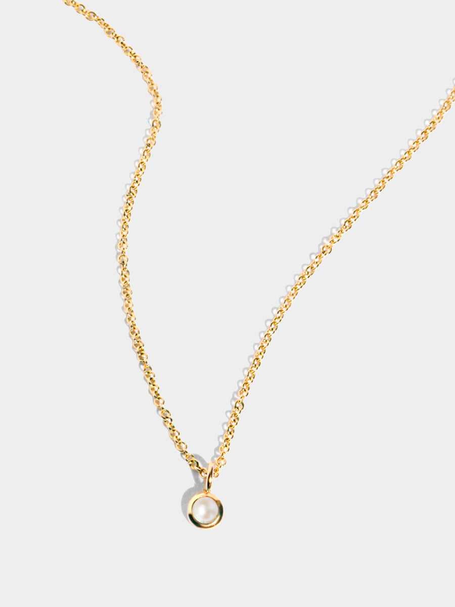 June 9K Gold Birthstone Gemstone Pendant Necklace Pearl