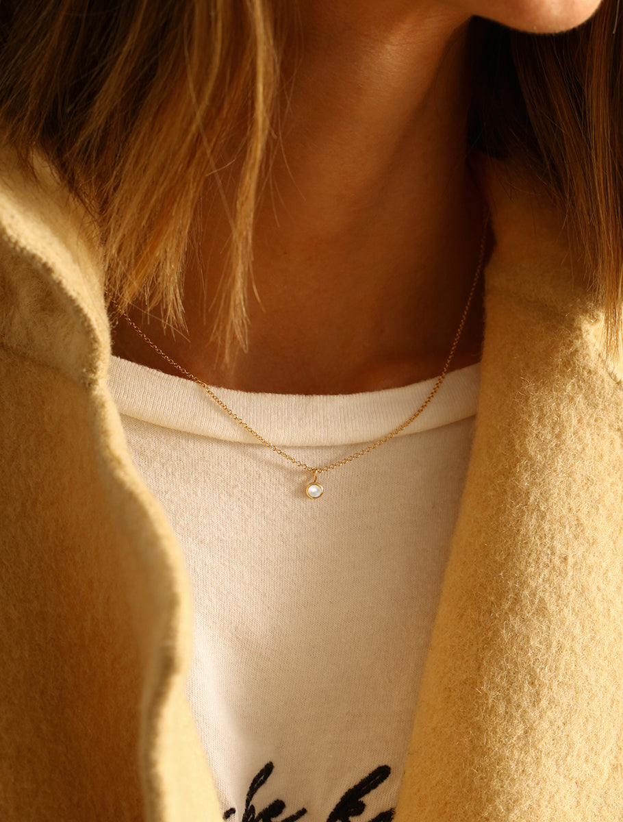 June 9K Gold Birthstone Gemstone Pendant Necklace Pearl