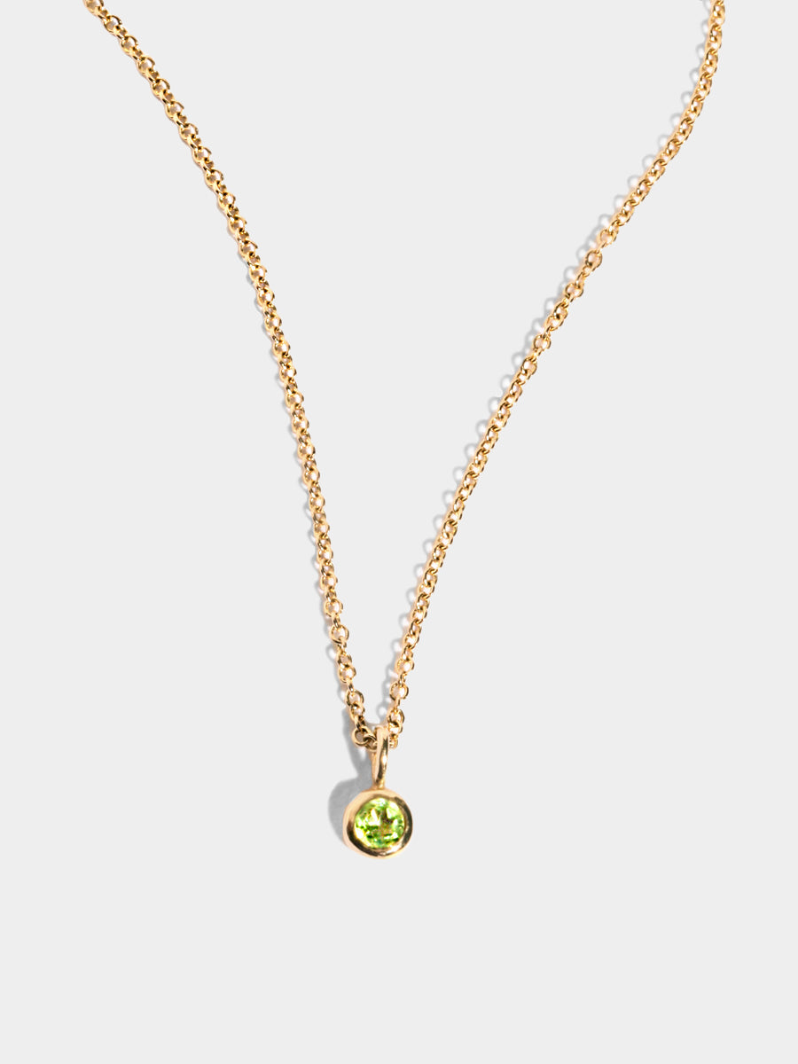 August 9K Gold Birthstone Gemstone Pendant Necklace Peridot