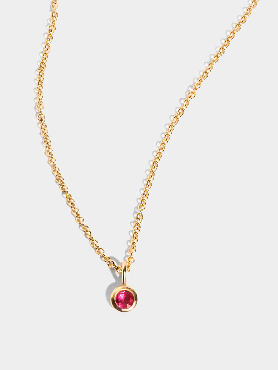 July 9K Gold Birthstone Gemstone Pendant Necklace Ruby
