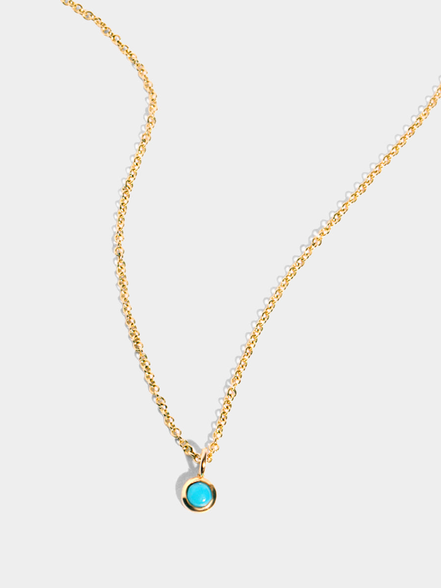 December 9K Gold Birthstone Gemstone Pendant Necklace Turquoise