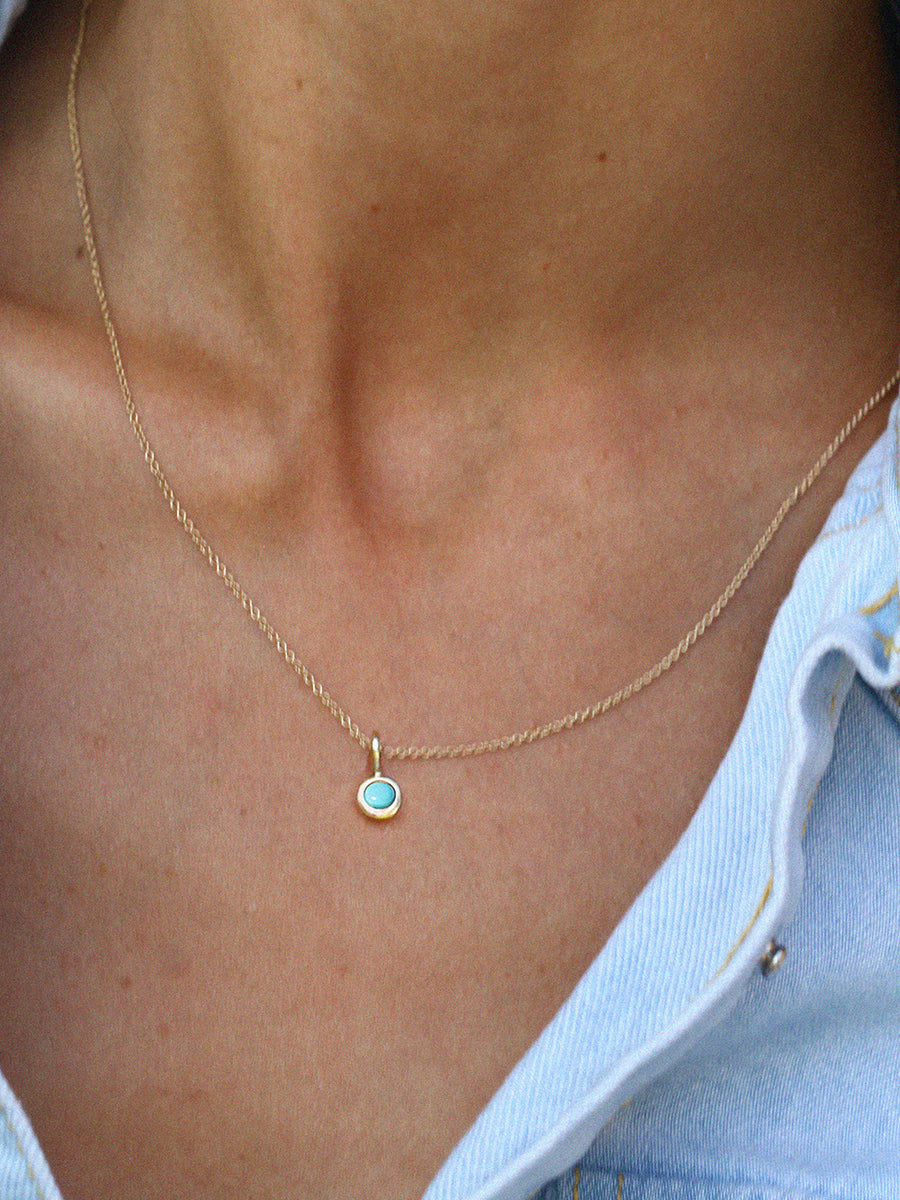 December 9K Gold Birthstone Gemstone Pendant Necklace Turquoise