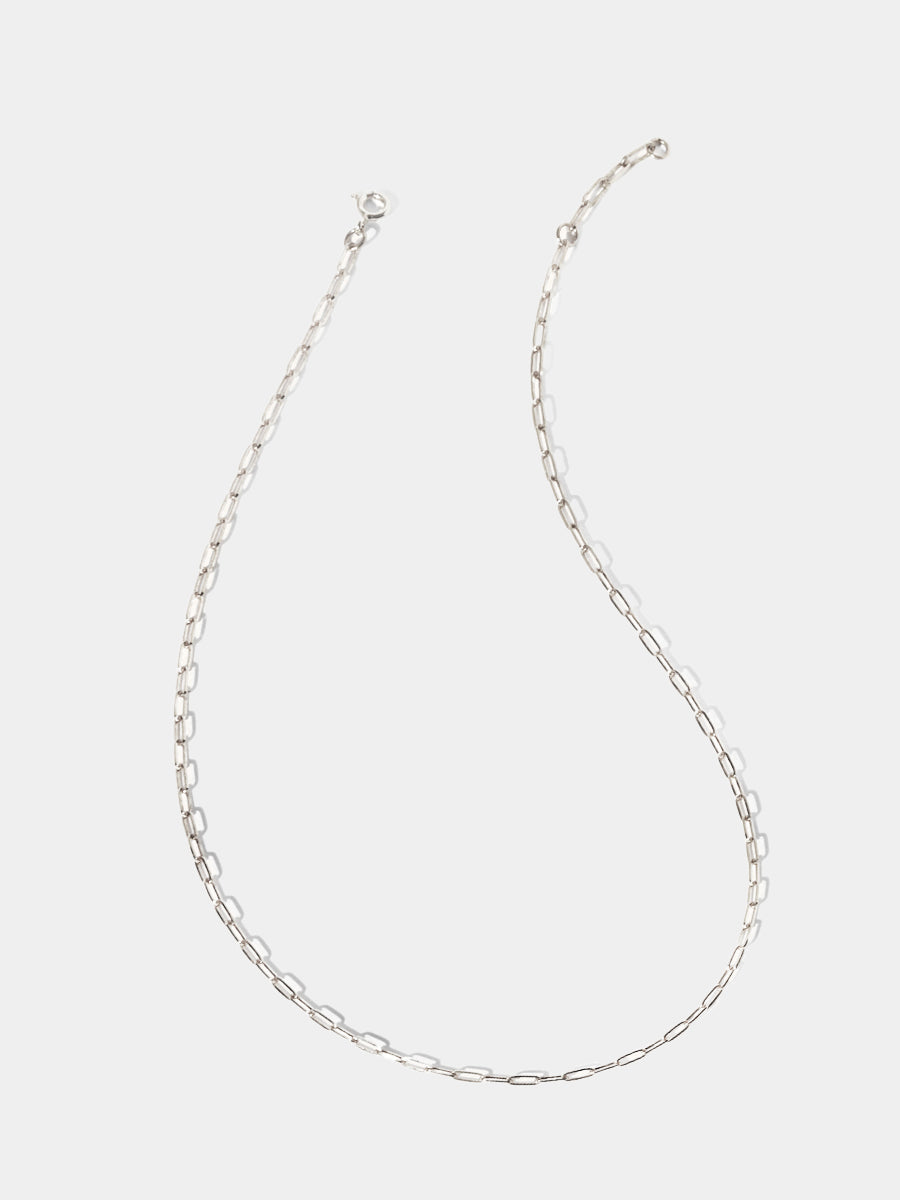 Sterling Silver Paperclip Flat Link 18 Inch Chain Necklace