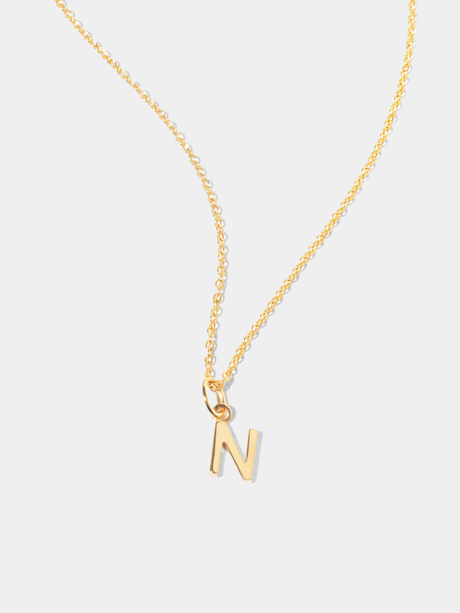 18k Gold Vermeil Initial Charm Necklace - Single Initial