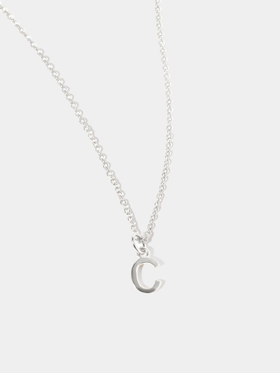 Sterling Silver Initial Charm Necklace - Single Initial