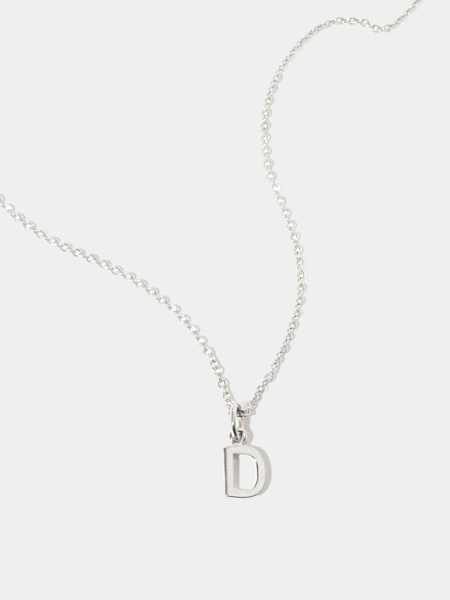 Sterling Silver Initial Charm Necklace - Single Initial