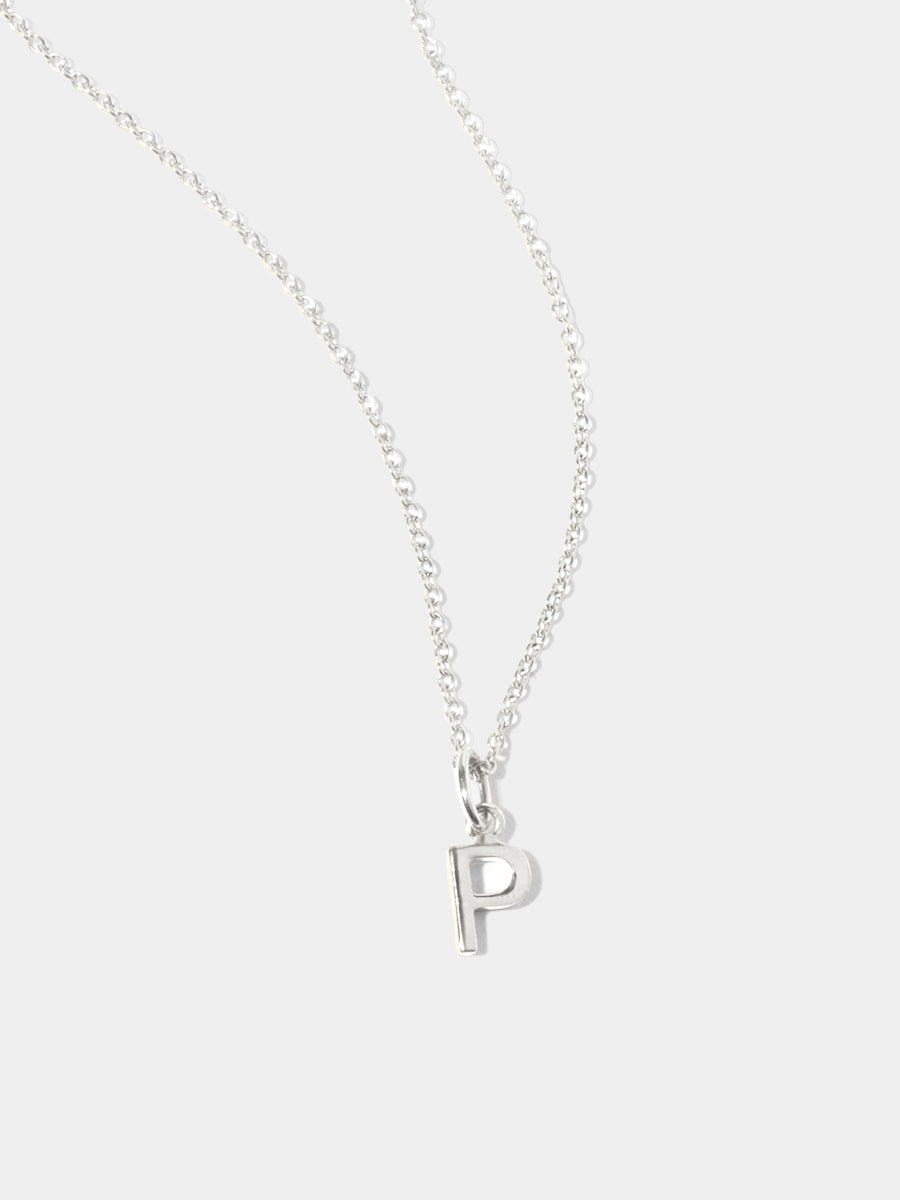 Sterling Silver Initial Charm Necklace - Single Initial
