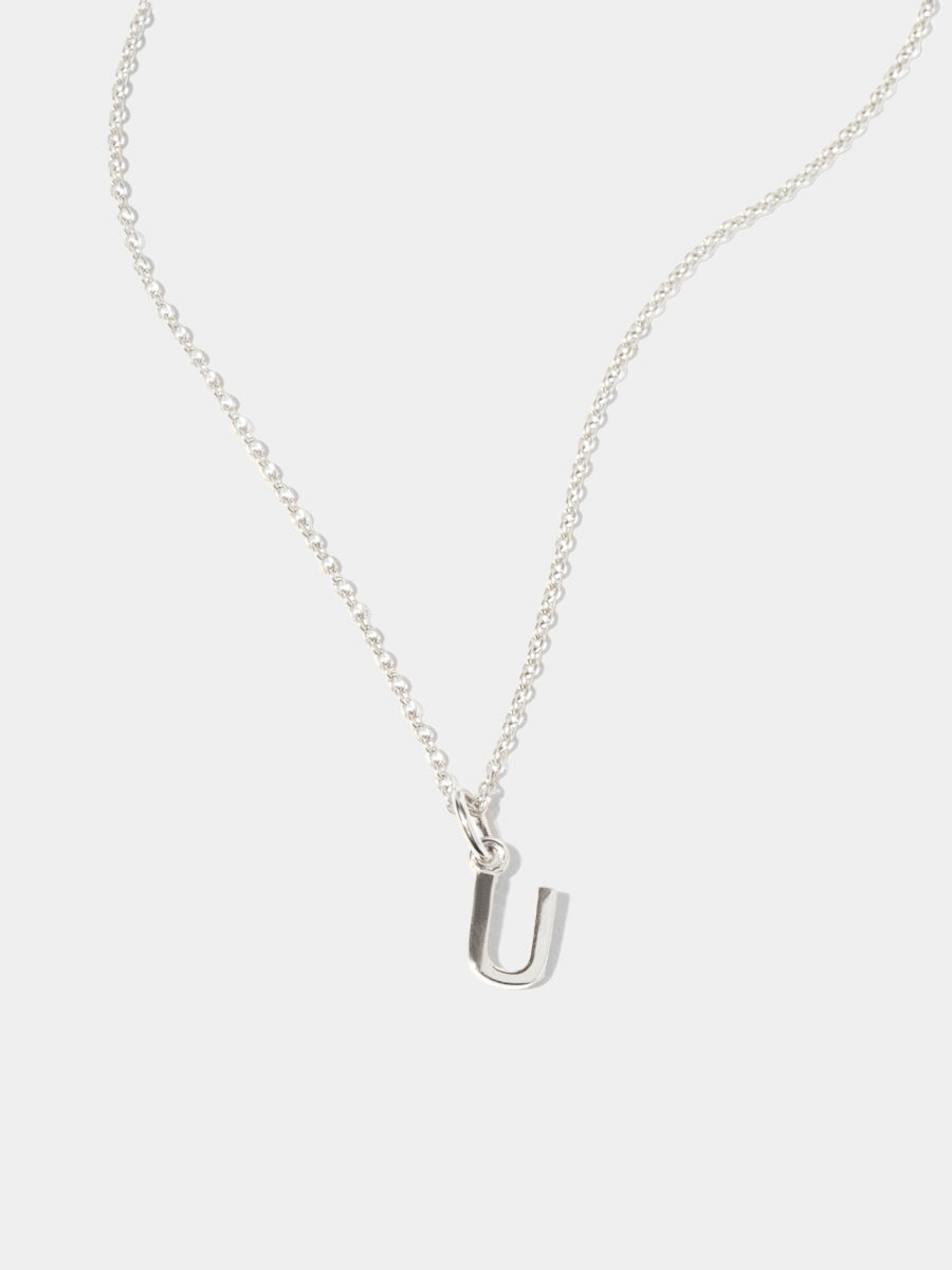 Sterling Silver Initial Charm Necklace - Single Initial