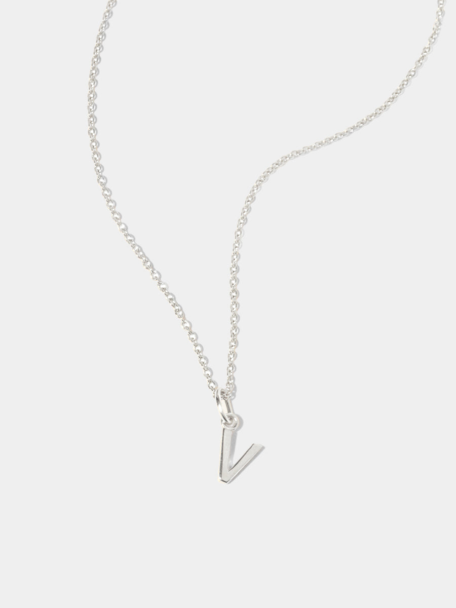 Sterling Silver Initial Charm Necklace - Single Initial