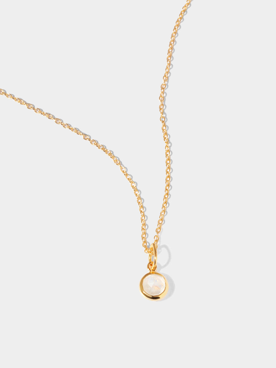 October 18k Gold Vermeil Birthstone Gemstone Pendant Necklace Moonstone
