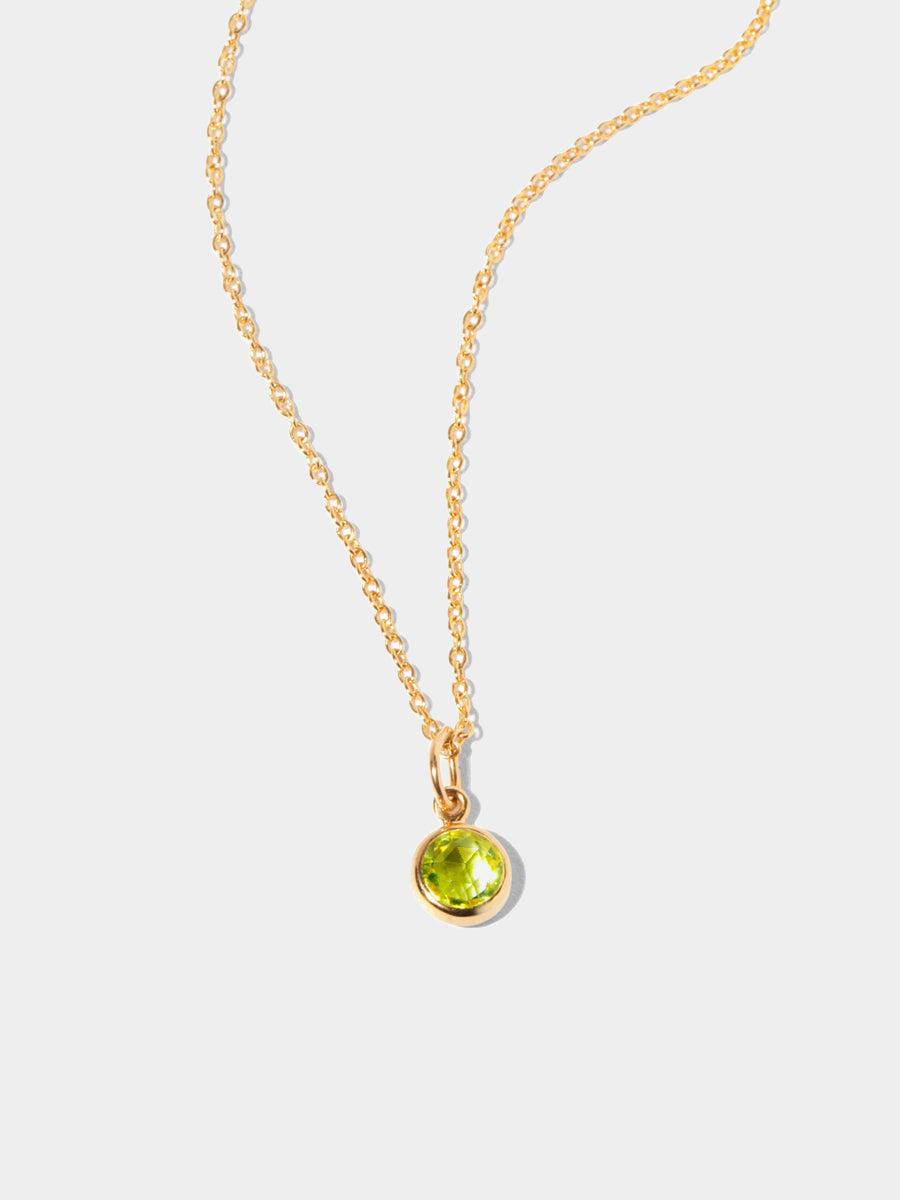 August 18k Gold Vermeil Birthstone Gemstone Pendant Necklace Peridot