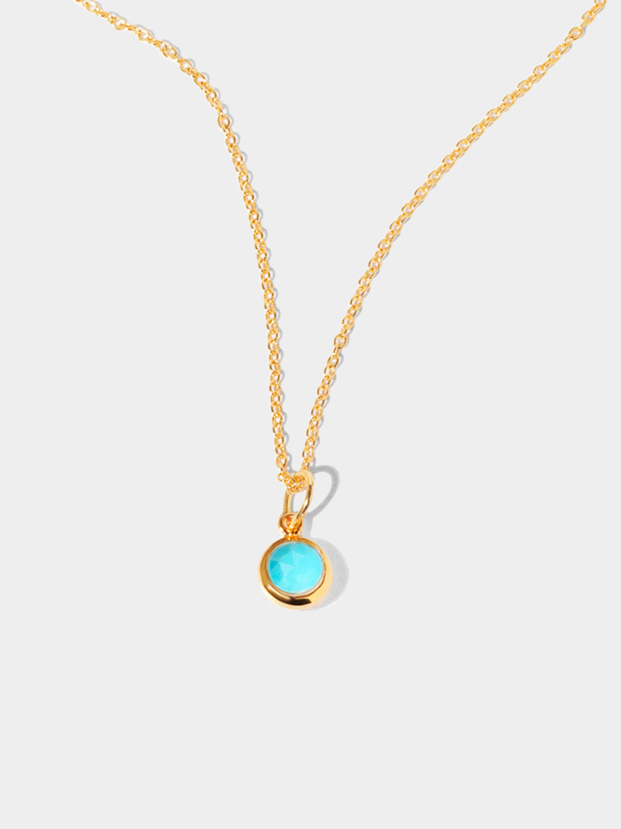 December 18k Gold Vermeil Birthstone Gemstone Pendant Necklace Turquoise