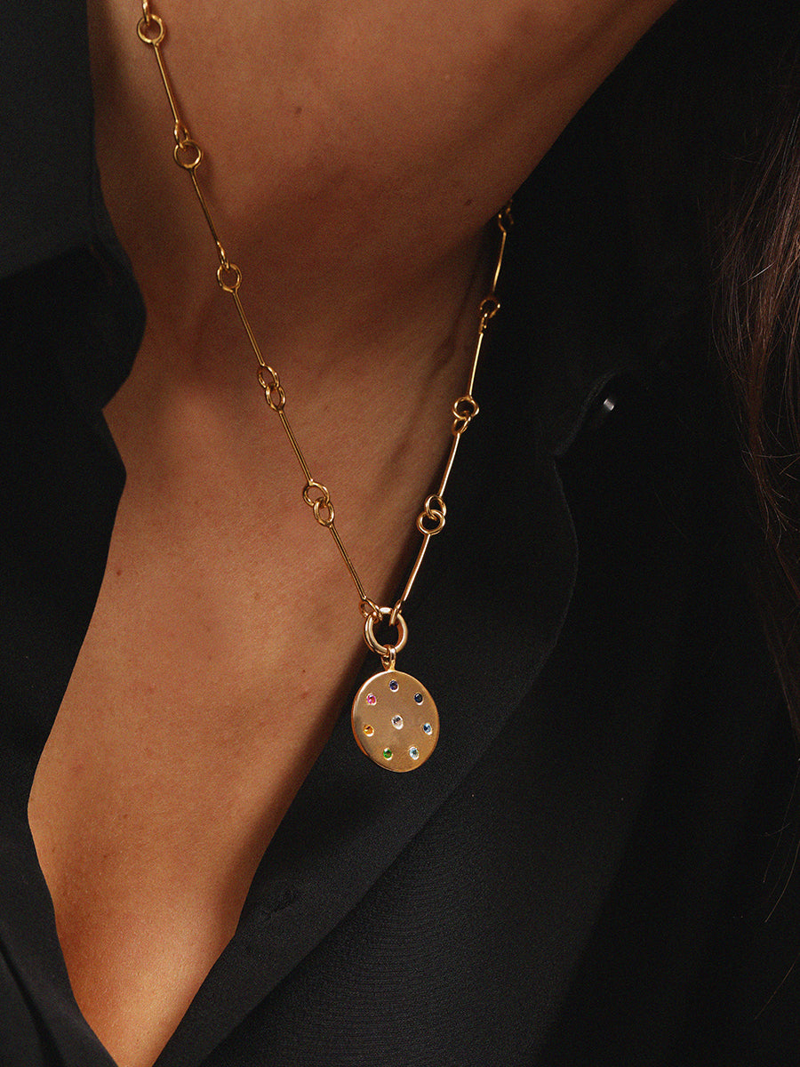 Gold Multi Gemstone Pendant Charm