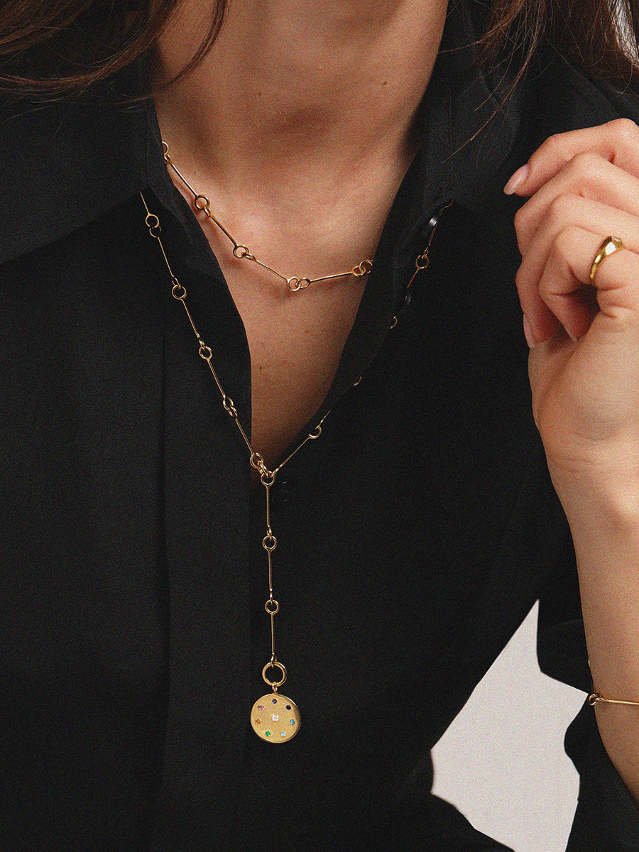 Gold Multi Gemstone Pendant Charm