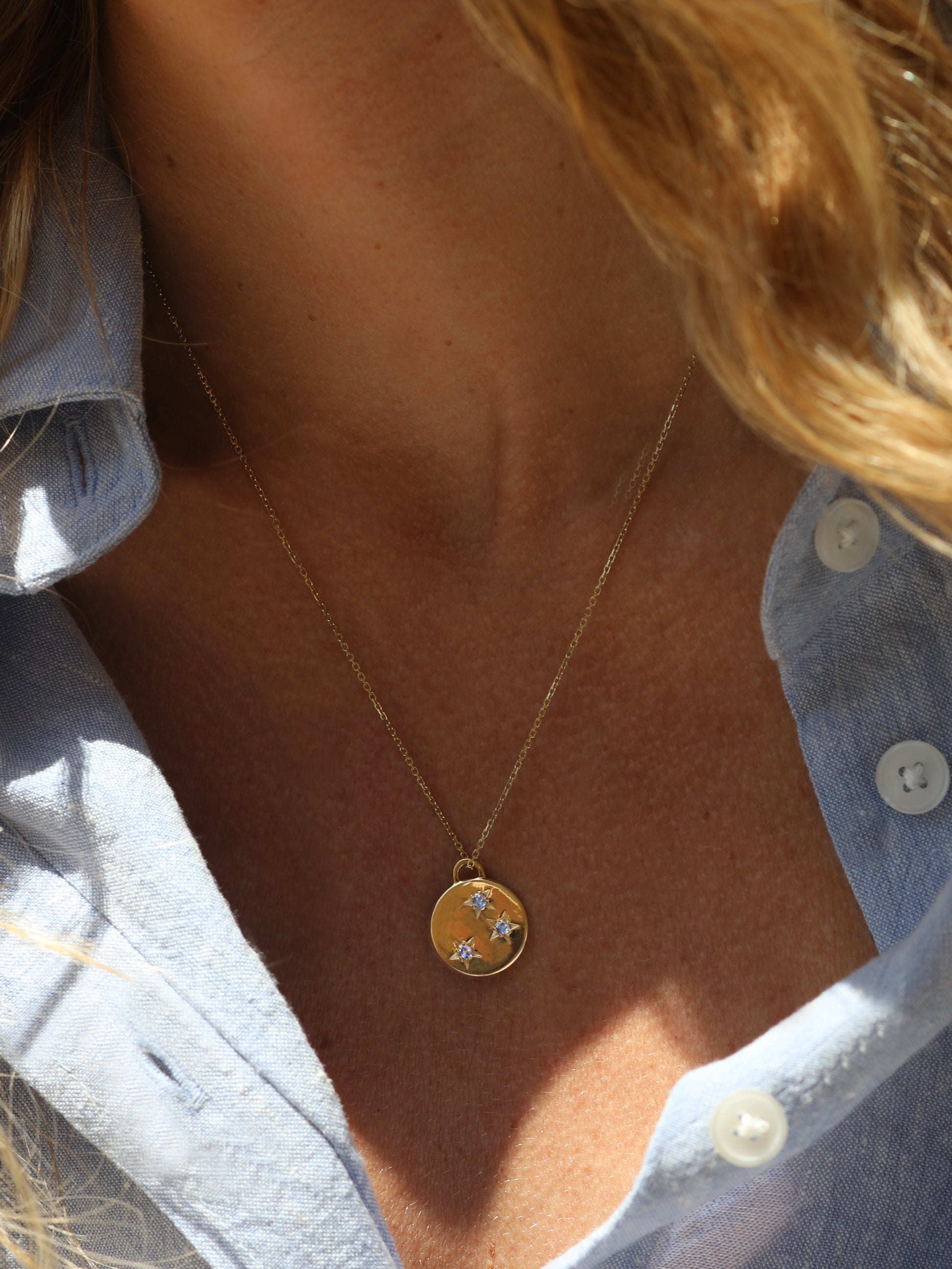 Gold Tanzanite December Birthstone Star Set Charm Necklace