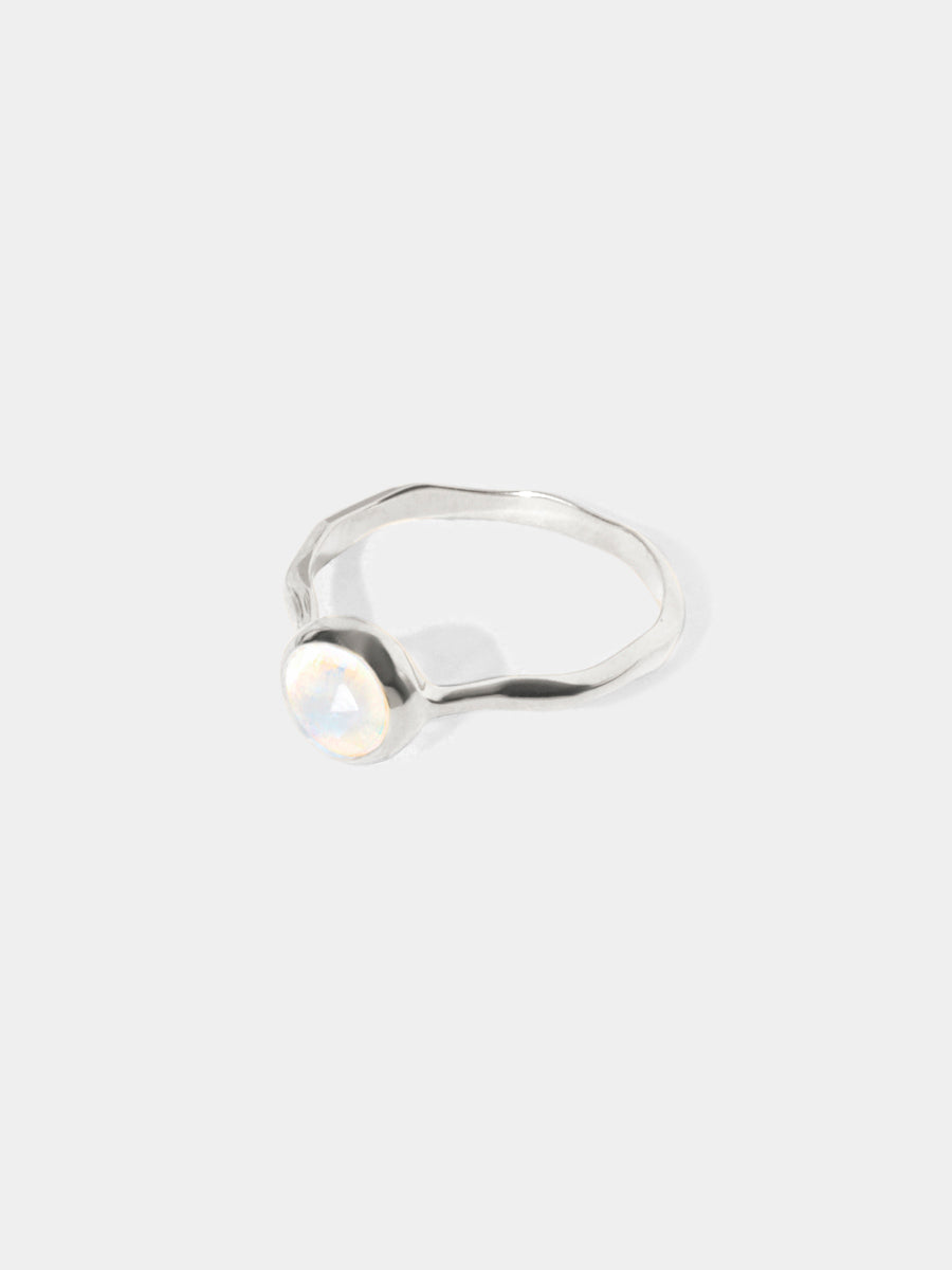 October Sterling Silver Birthstone Gemstone Ring Stackable Moonstone